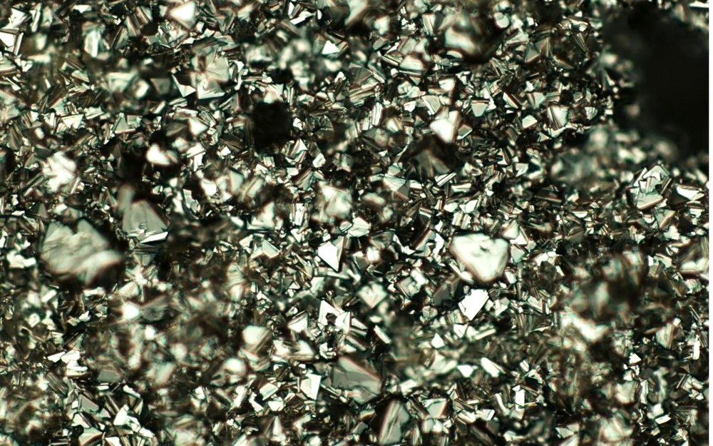 Grown diamond microstructure captured under microscopy
